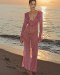 Antonia Ruffled Fuchsia Cover Up Dress