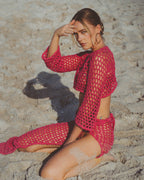 Jane Fuchsia Crochet Crop Top