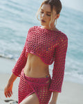 Jane Fuchsia Crochet Crop Top