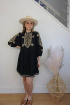 Scout Mini Dress - Black Embroidered