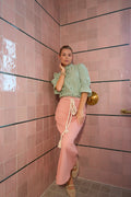 Mermaid Denim Maxi Skirt- Peachy Pink