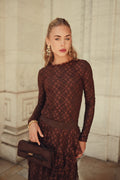 Alison Lace Tee- Chocolate