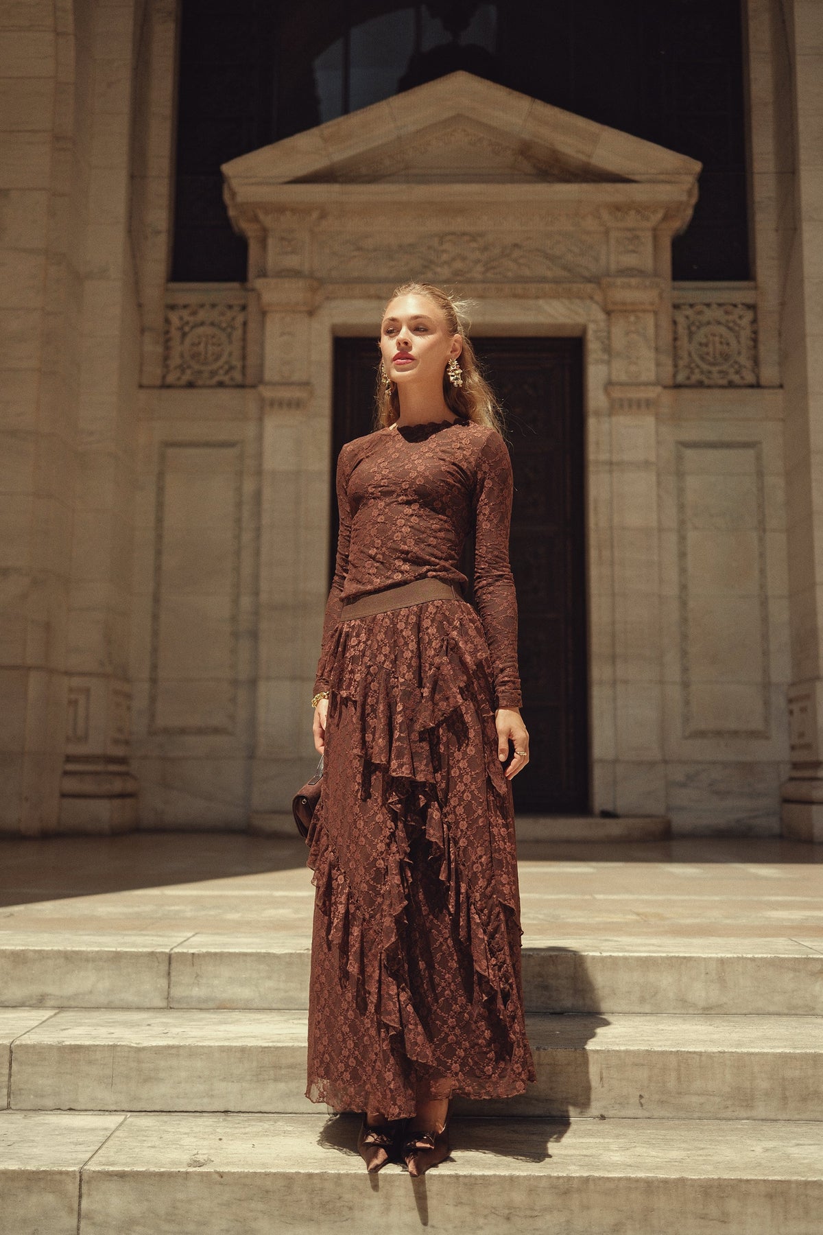 Alison Lace Skirt- Chocolate