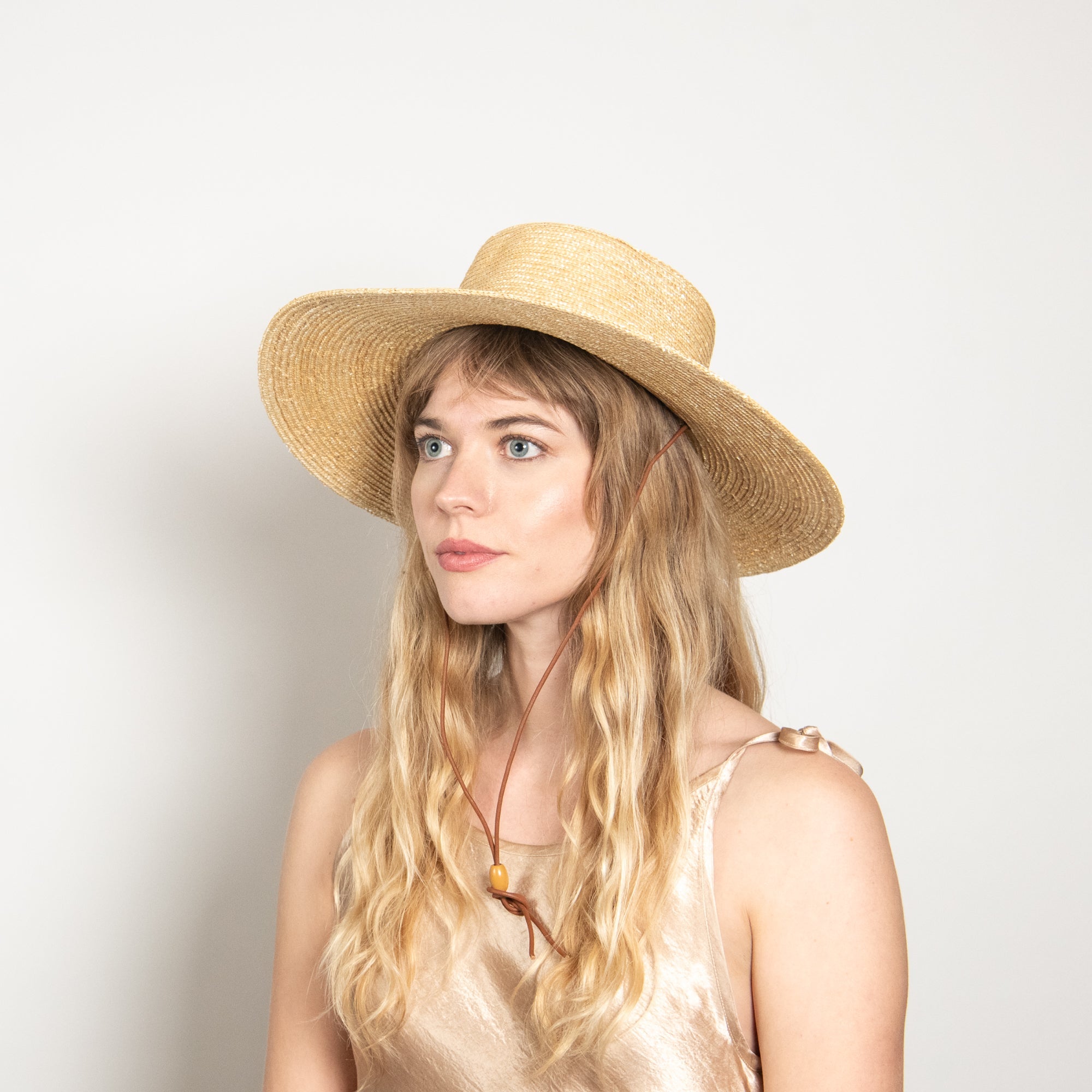 Sage Wheat Straw Boater in Natural