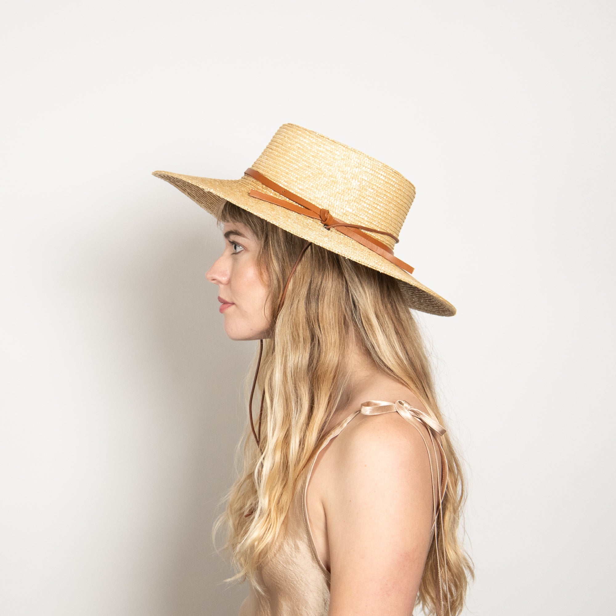 Sage Wheat Straw Boater in Natural