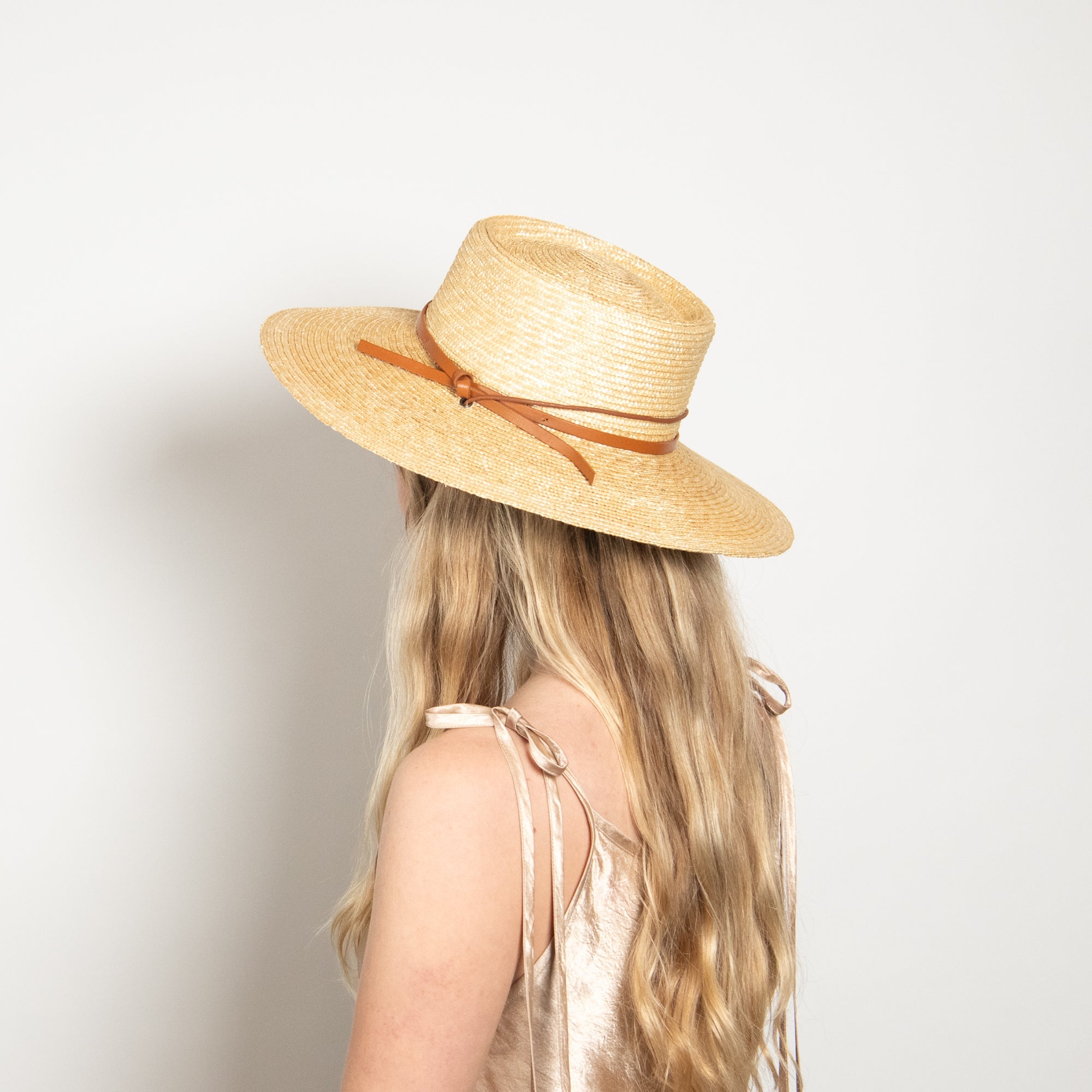Sage Wheat Straw Boater in Natural