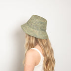 Lolo Raffia Bucket in Green Blue