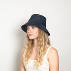 Tali Raffia Bucket in Midnight Blue