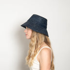 Tali Raffia Bucket in Midnight Blue