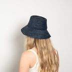Tali Raffia Bucket in Midnight Blue
