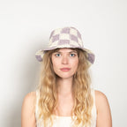 Sadie Paper Straw Bucket in Mauve Ivory