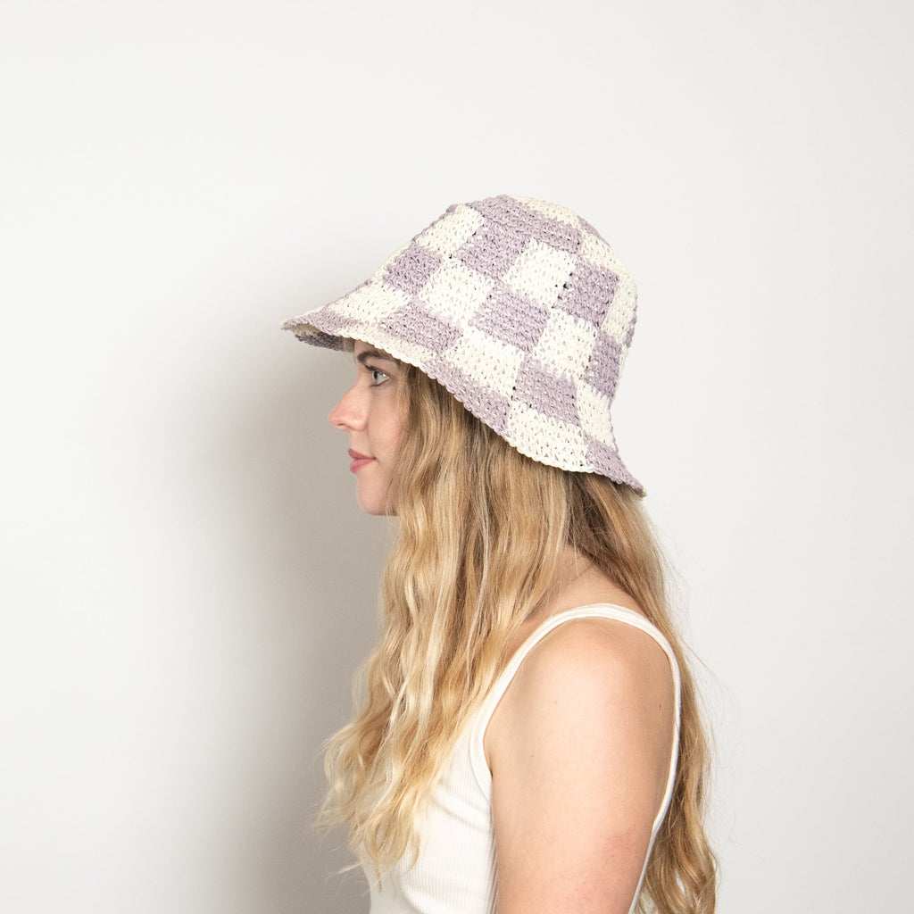 Sadie Paper Straw Bucket in Mauve Ivory