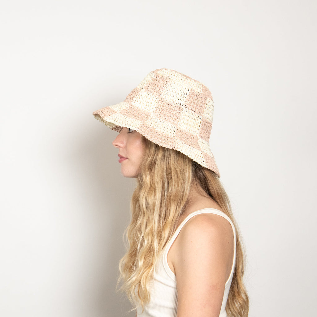 Sadie Paper Straw Bucket in Blush Ivory