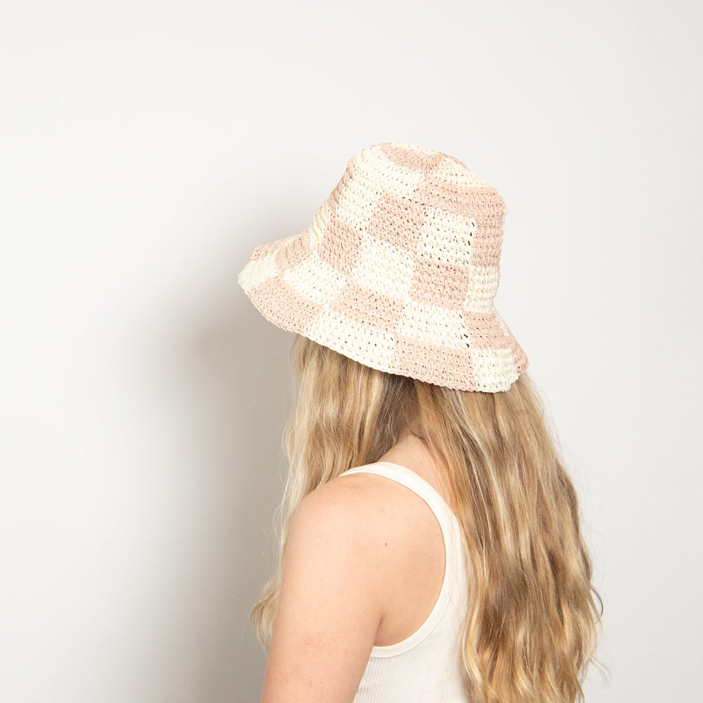 Sadie Paper Straw Bucket in Blush Ivory