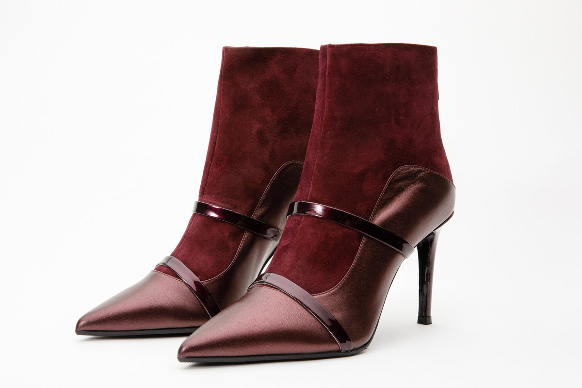 The Manila Burgundy Leather Ankle Boots