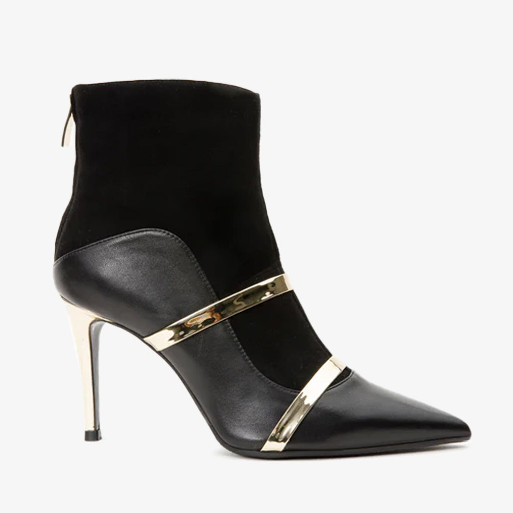 The Manila Black Leather Ankle Boots