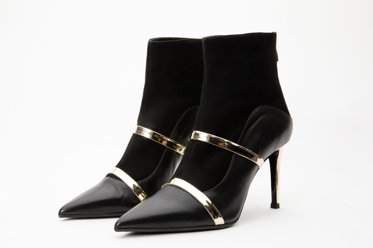 The Manila Black Leather Ankle Boots