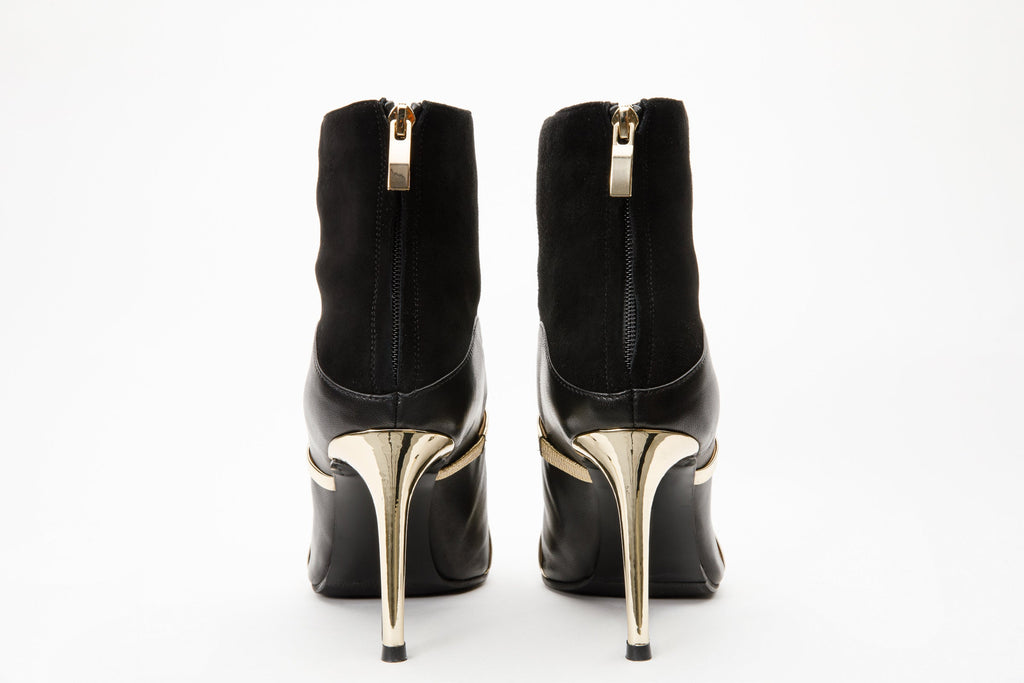 The Manila Black Leather Ankle Boots