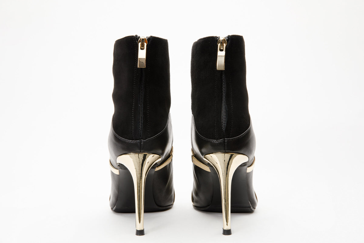 The Manila Black Leather Ankle Boots
