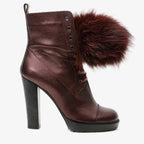 The Melo Burgundy Leather Fur-Trimmed Platform Boots