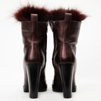 The Melo Burgundy Leather Fur-Trimmed Platform Boots