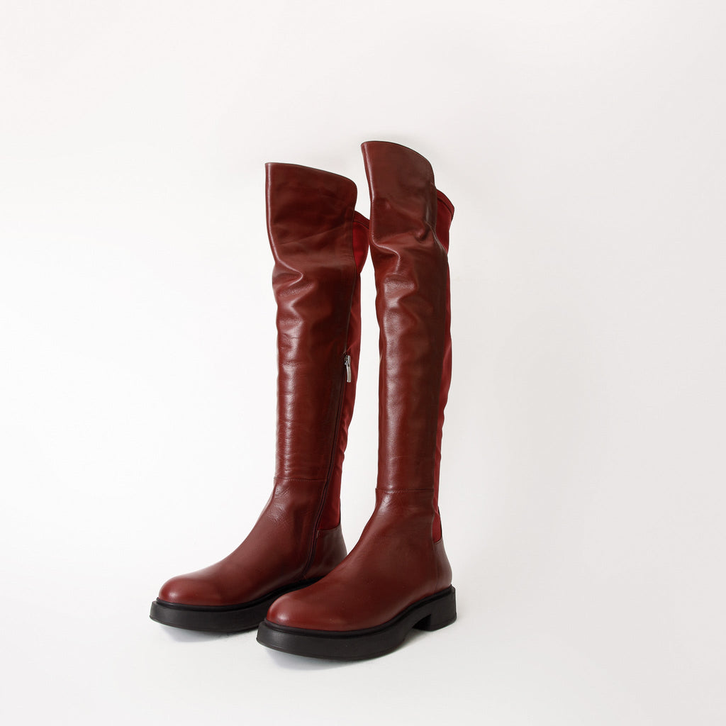 The Harmony Belle Burgundy Leather Knee-High Boots
