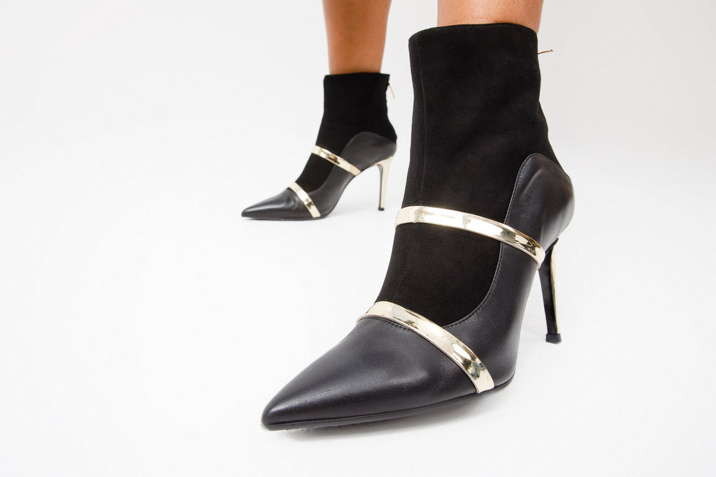 The Manila Black Leather Ankle Boots