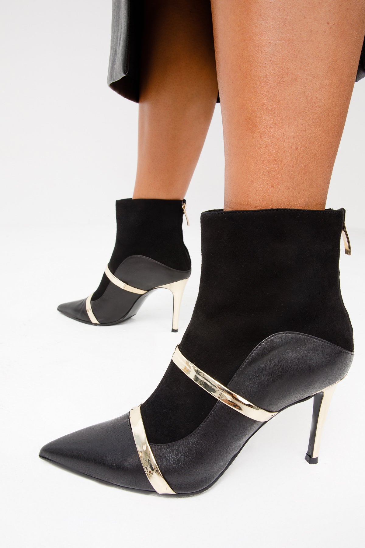 The Manila Black Leather Ankle Boots