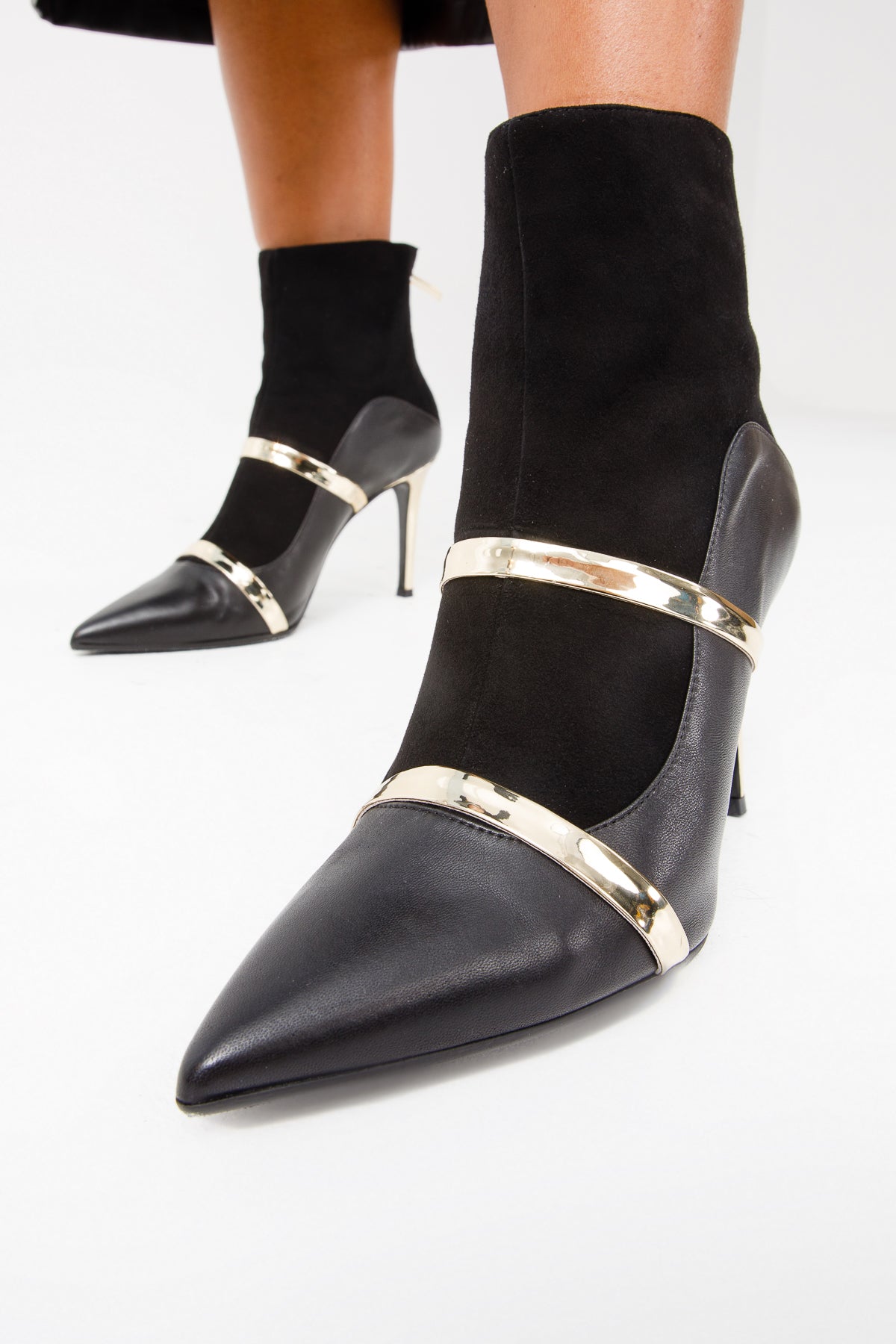 The Manila Black Leather Ankle Boots