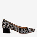 Crystal-Embellished Black Leather Pump