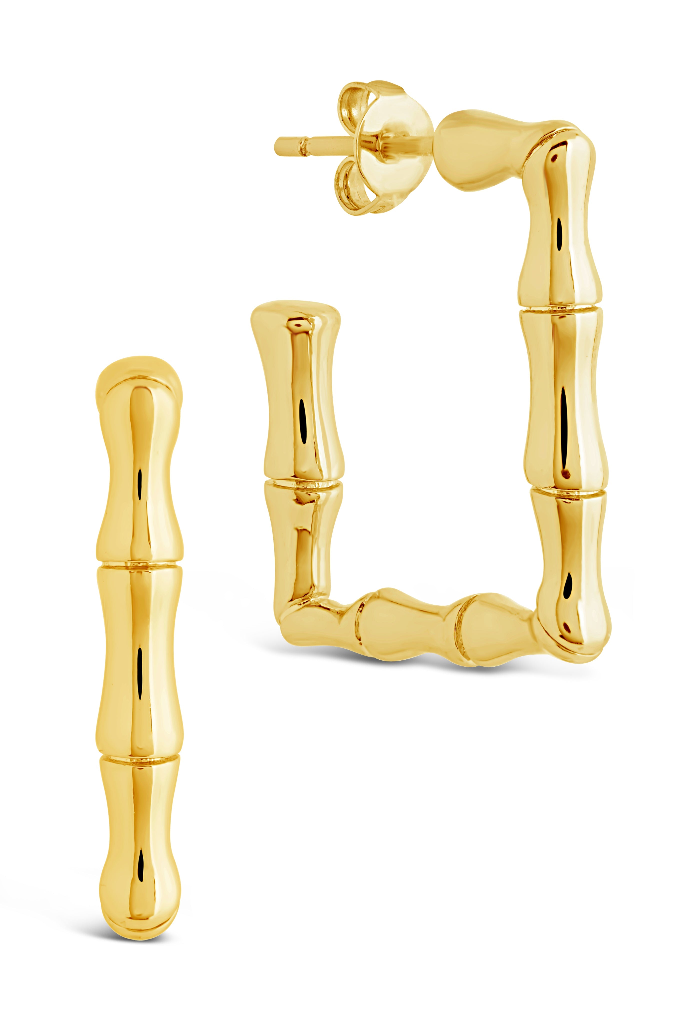 Bamboo Rectangular Hoop Earrings