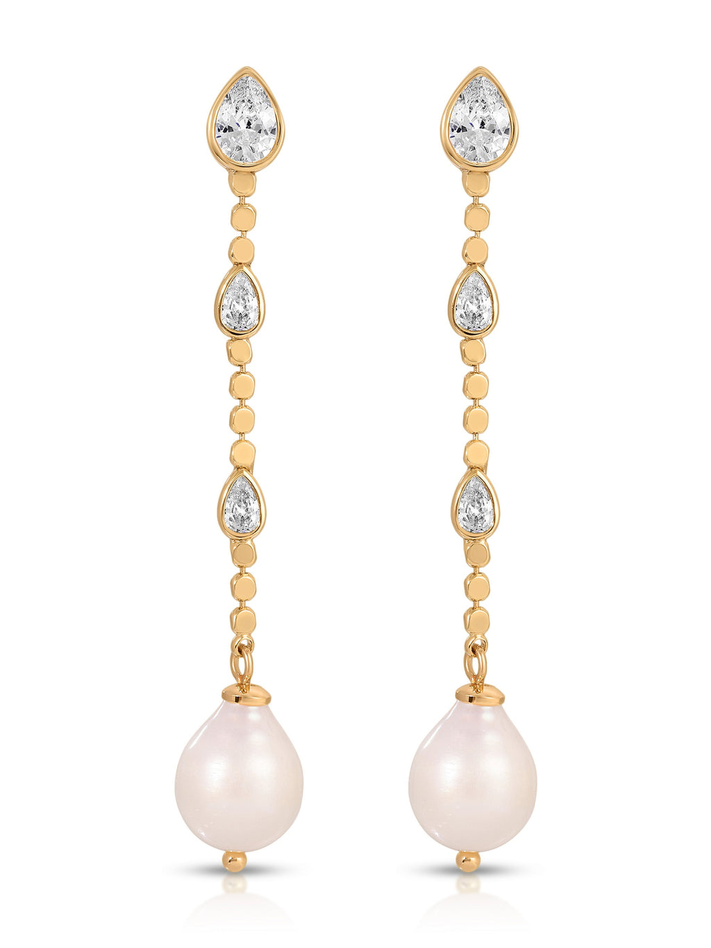 Droplet Crystal and Pearl Earring