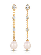 Droplet Crystal and Pearl Earring