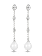 Droplet Crystal and Pearl Earring