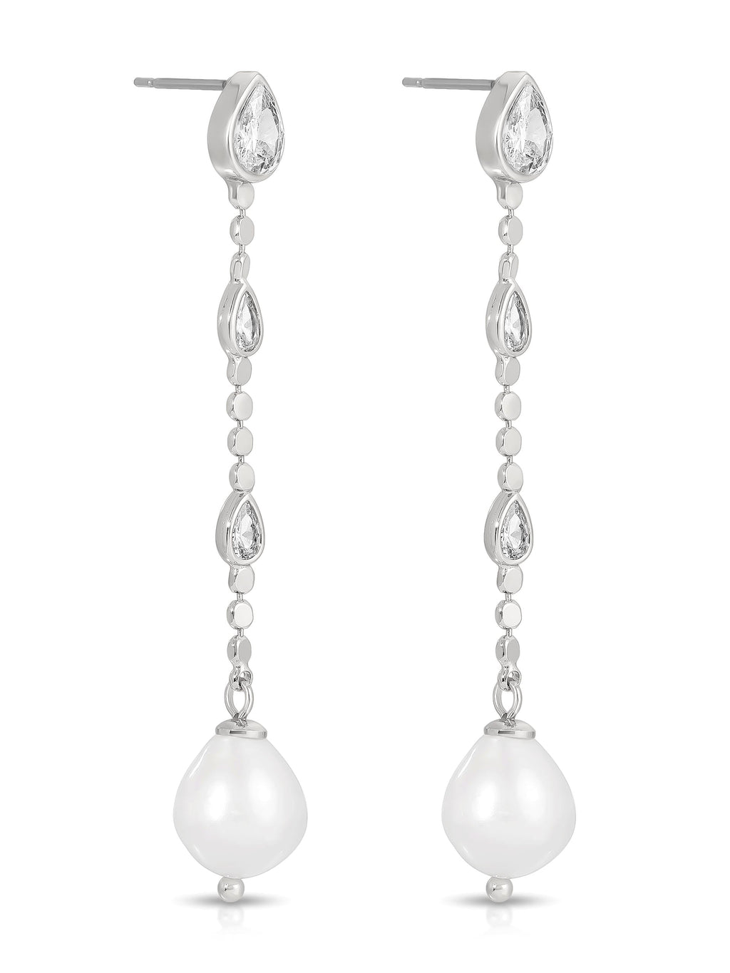Droplet Crystal and Pearl Earring