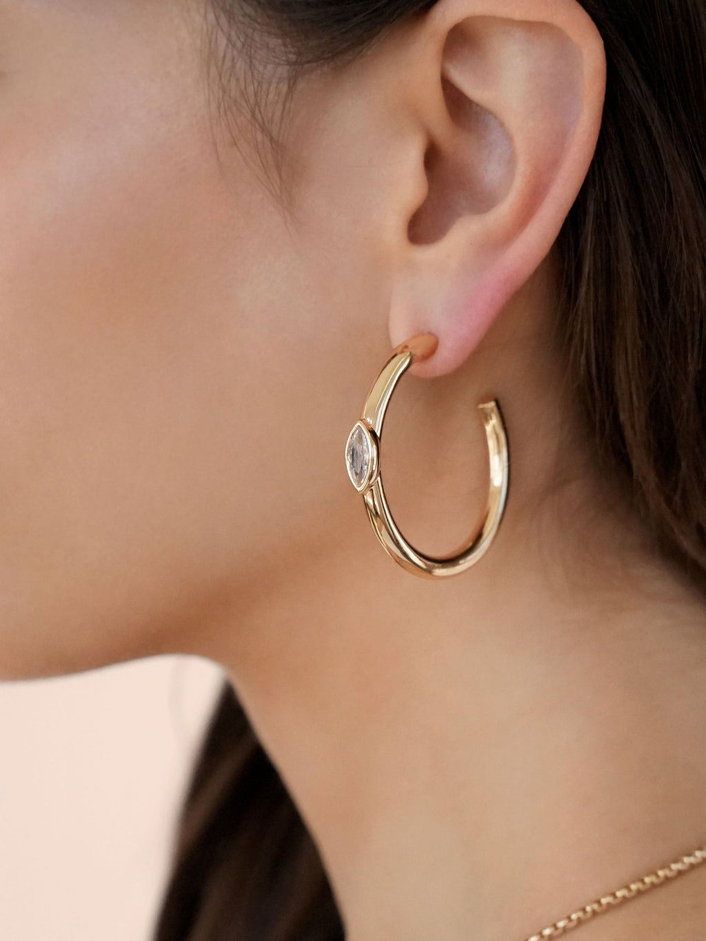 Large Marquise Crystal Hoops