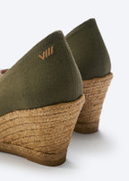 Roses Canvas V Cut Espadrille Wedges
