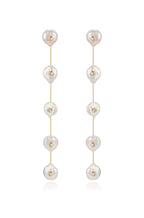 Falling Pearl and Crystal Dotted Drop Earrings