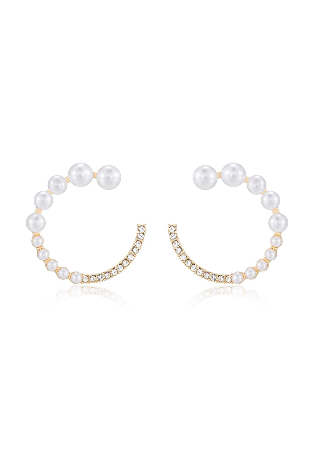 Chic Pearl And Crystal Open Circle Earrings