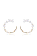 Chic Pearl And Crystal Open Circle Earrings
