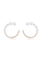 Chic Pearl And Crystal Open Circle Earrings