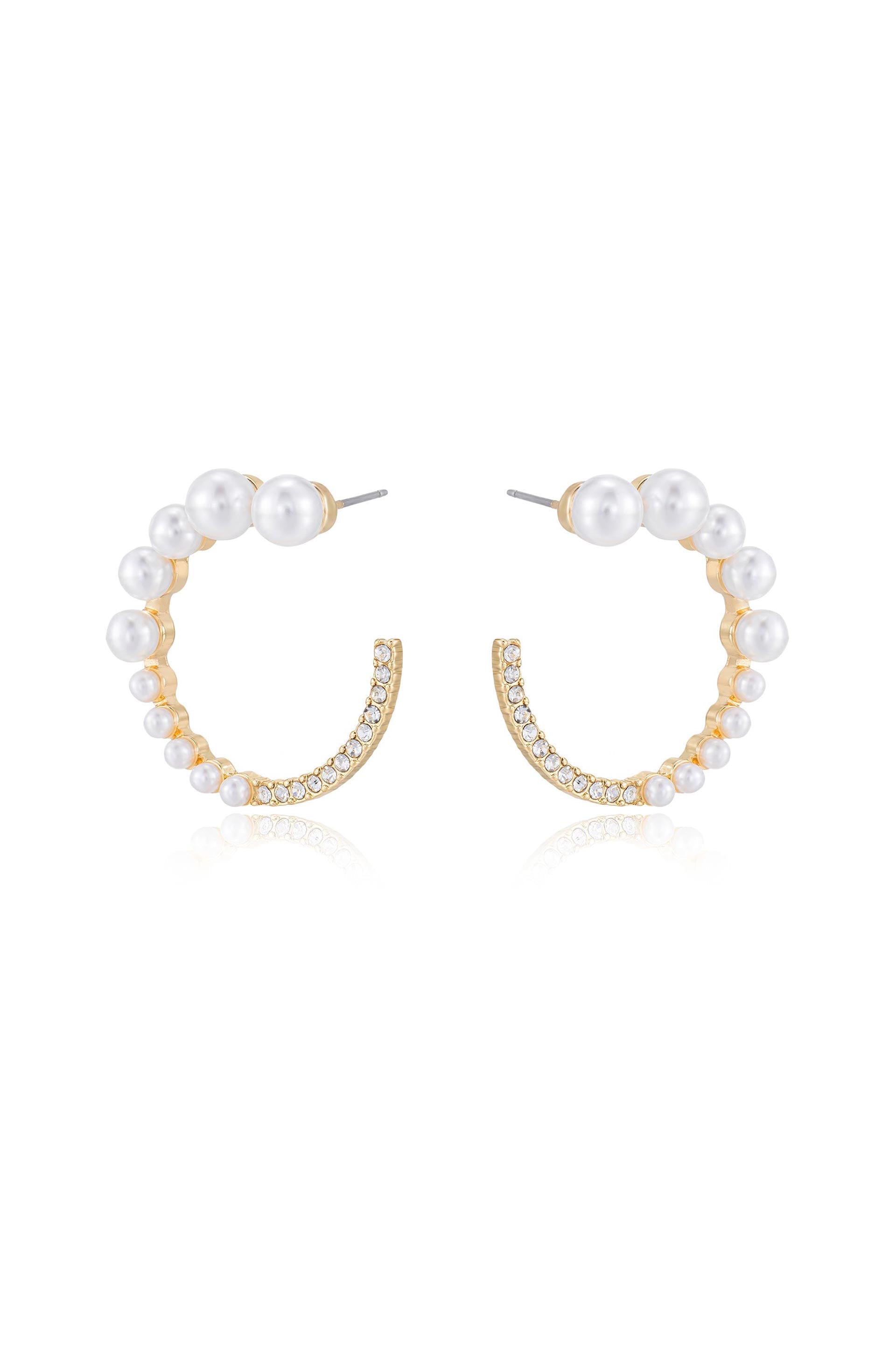 Chic Pearl And Crystal Open Circle Earrings