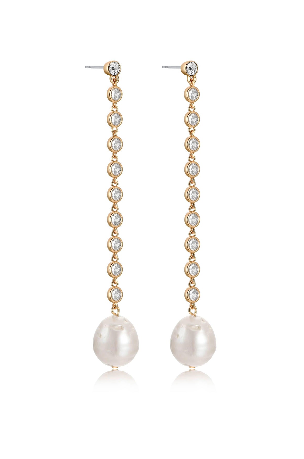 Crystal Chain Pearl Drop Earrings