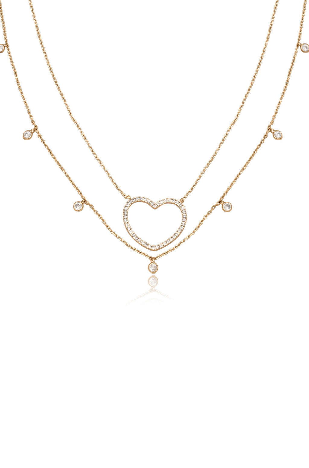 Crystal Heart Drop Necklace Set