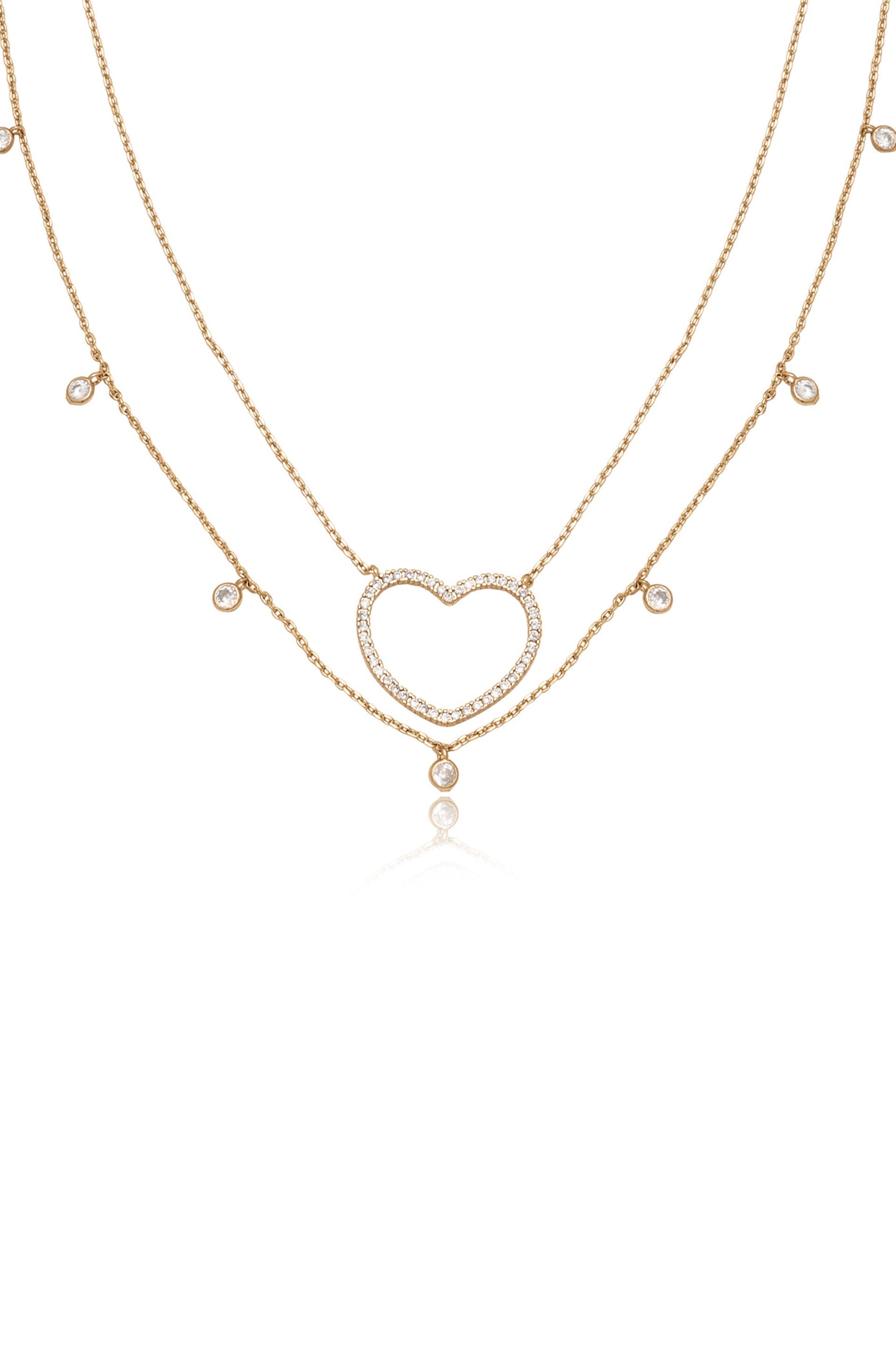 Crystal Heart Drop Necklace Set