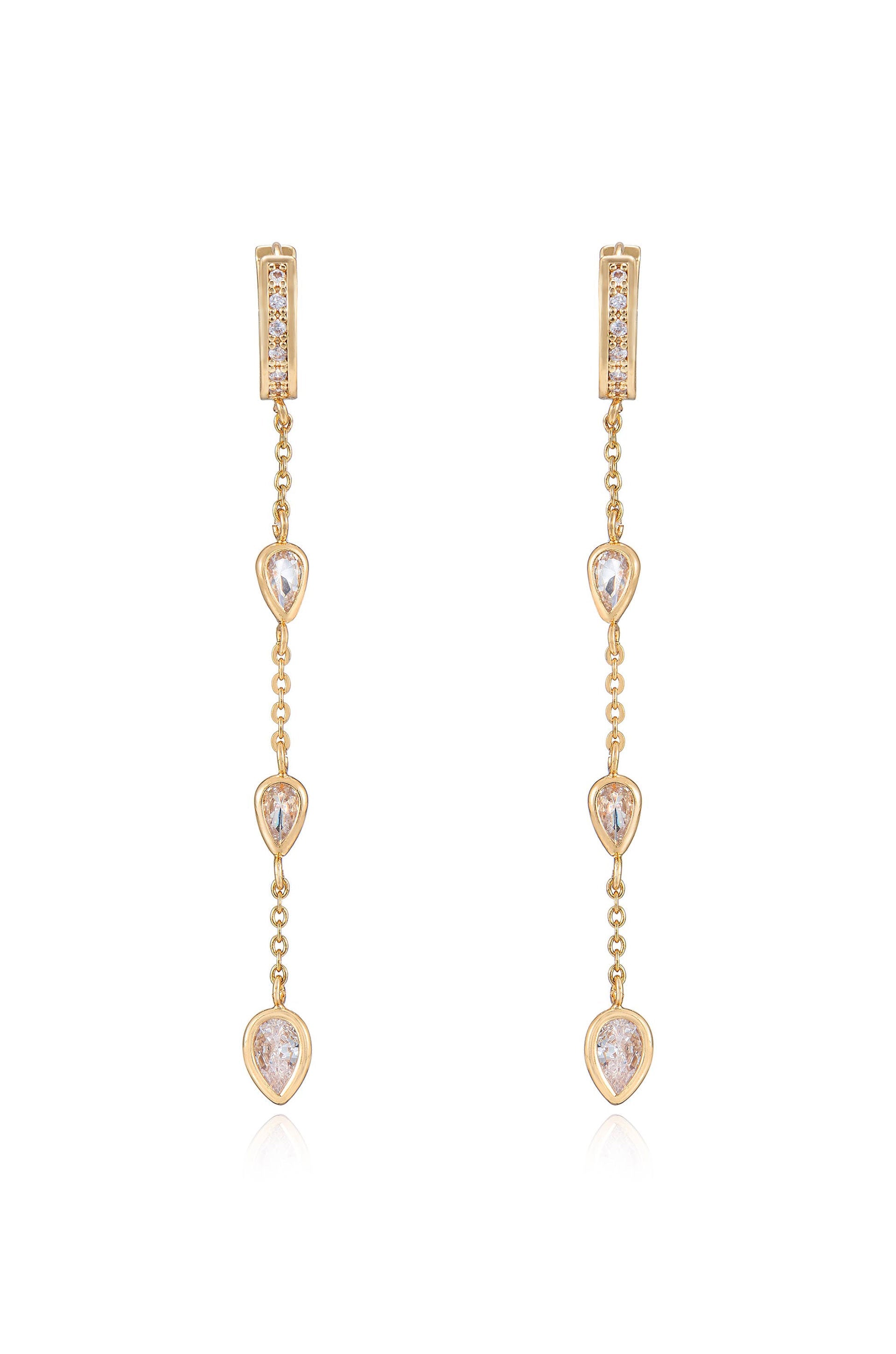 Bezel Crystal Huggie Dangle Earrings