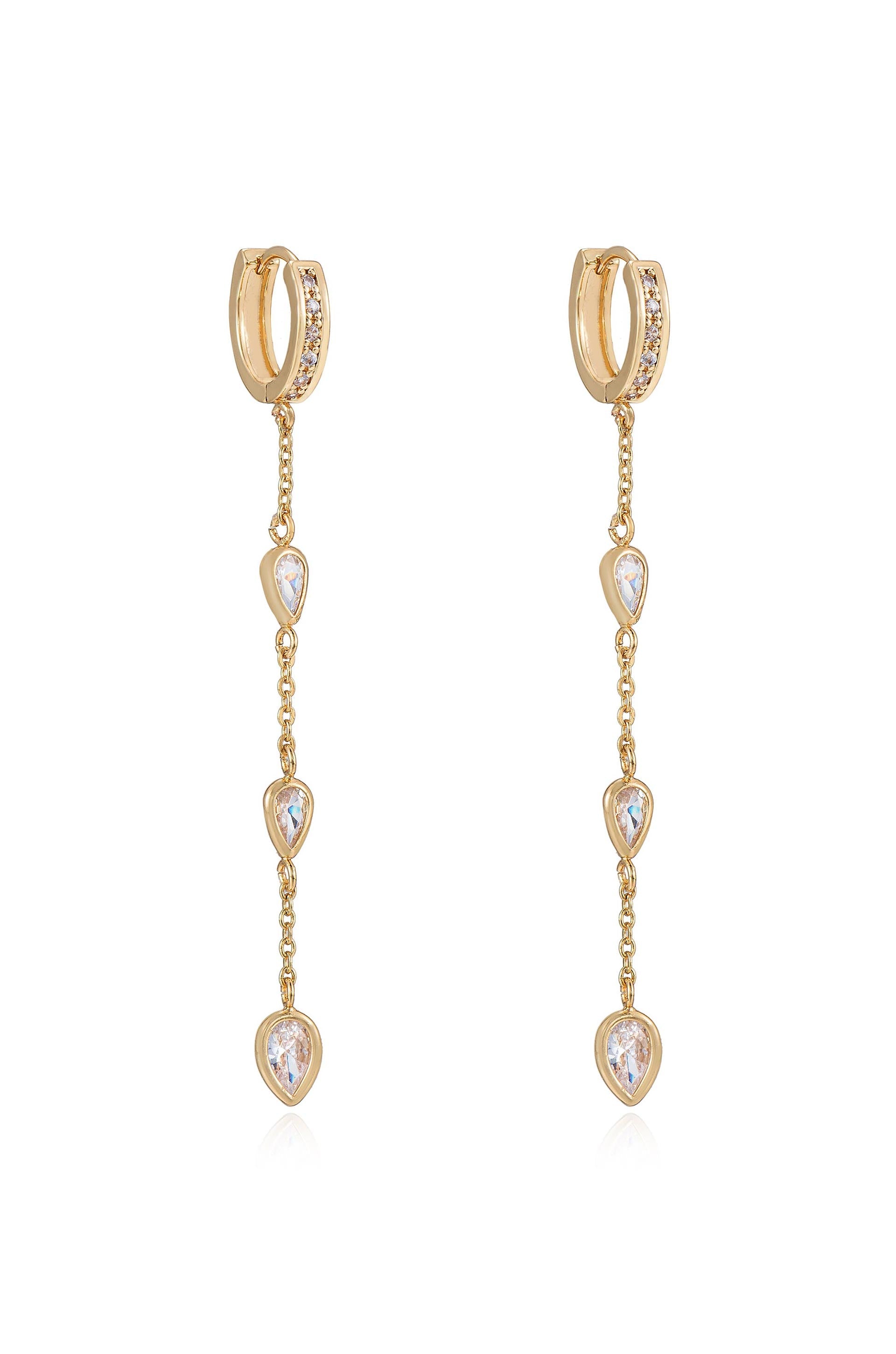 Bezel Crystal Huggie Dangle Earrings