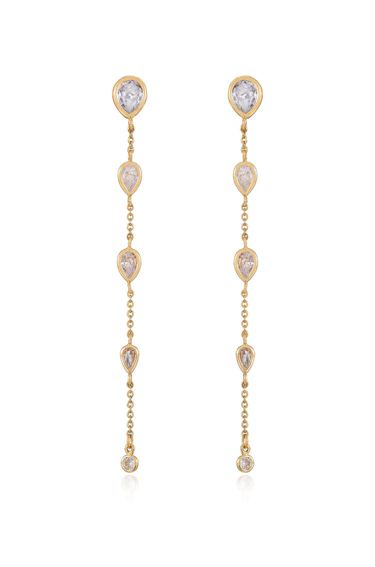 Dainty Bezel Crystal Dangle Earrings