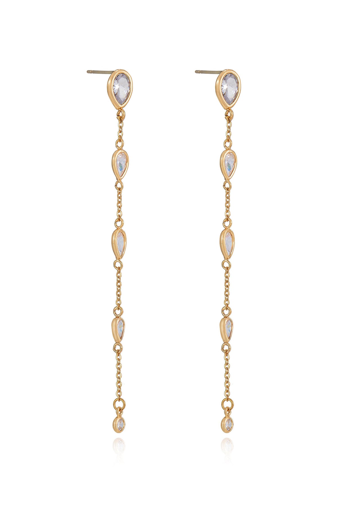 Dainty Bezel Crystal Dangle Earrings