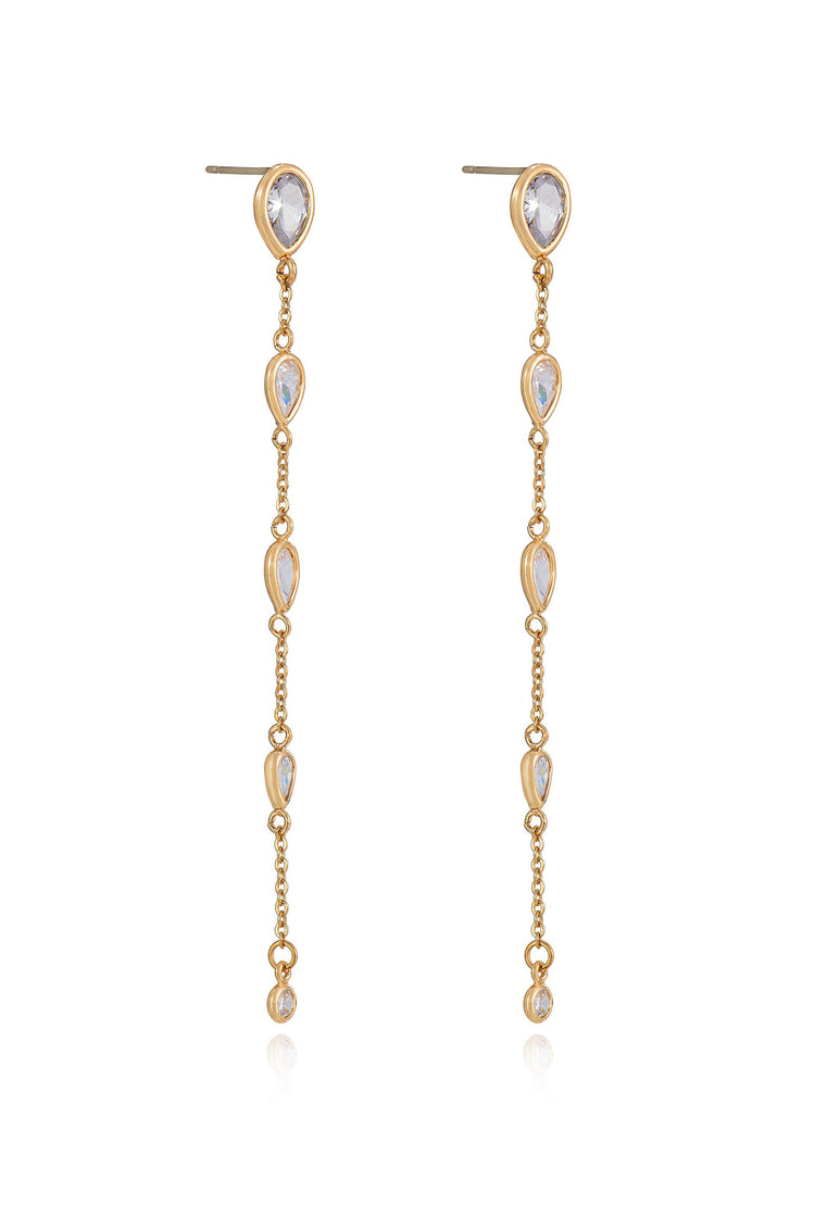 Dainty Bezel Crystal Dangle Earrings